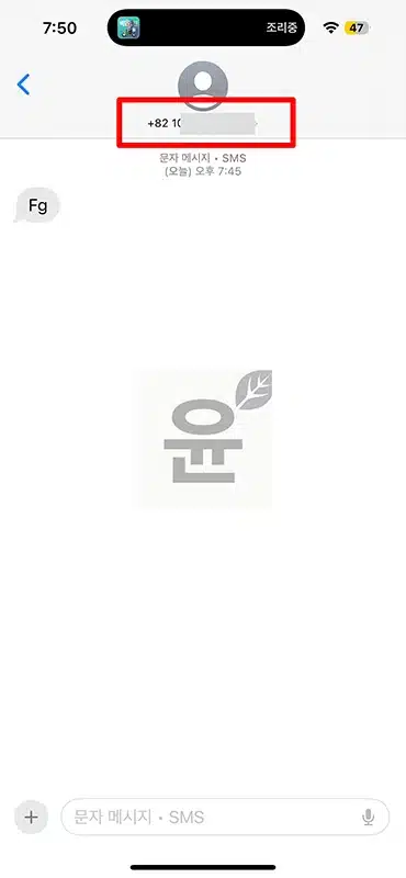 아이폰 국외발신 스팸 문자 차단