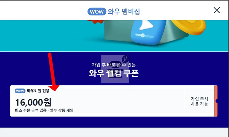 쿠팡 와우 웰컴 쿠폰 발급 조건 및 받는 법 정리 1만 6천원 사용 후기