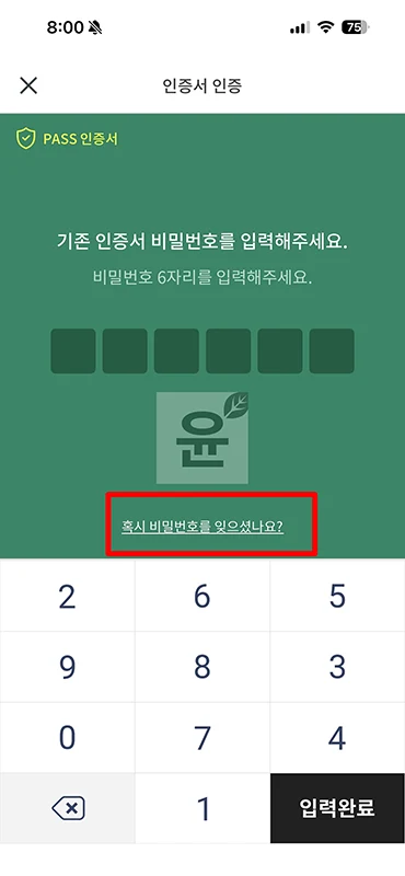 PASS 인증서 비밀번호 찾기, 분실 시 재설정 방법