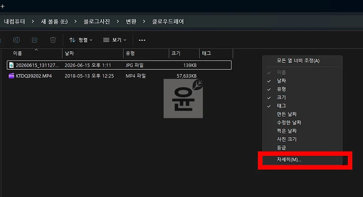 윈도우11 사진 동영상 해상도 확인 방법, 파일 탐색기에서 바로 확인하기